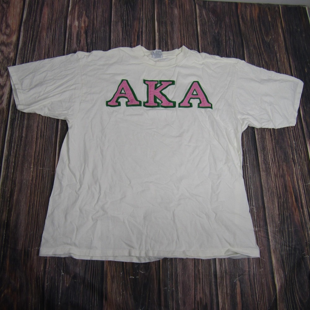 Vintagge AKA Alpha Kappa Alpha Shirt Womens 2XL White Sorority Embroidered Greek